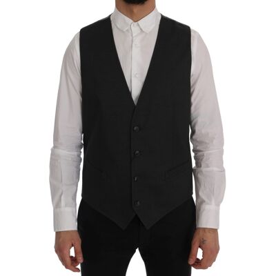Dolce & Gabbana Herren Wolle Weste Klassisch V-Ausschnitt Dunkelgrau EU 52 Dolce & Gabbana Herren Wolle Weste Klassisch V-Ausschnitt Dunkelgrau EU 52