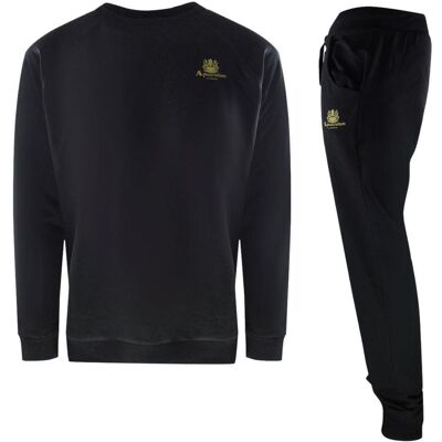 Aquascutum - Trainingsanzug-Set für Herren, Rundhalsausschnitt (Schwarz) Schwarz L Aquascutum - Trainingsanzug-Set für Herren, Rundhalsausschnitt (Schwarz) Schwarz L
