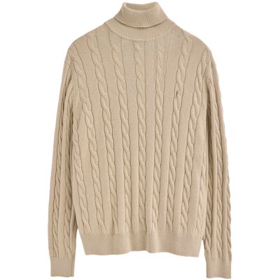 Polo Club Rollkragenpullover beige aus Wollgemisch mit gestricktem Zopfmuster und gesticktem Rigby Go-Logo Beige 2XL Polo Club Rollkragenpullover beige aus Wollgemisch mit gestricktem Zopfmuster und gesticktem Rigby Go-Logo Beige 2XL