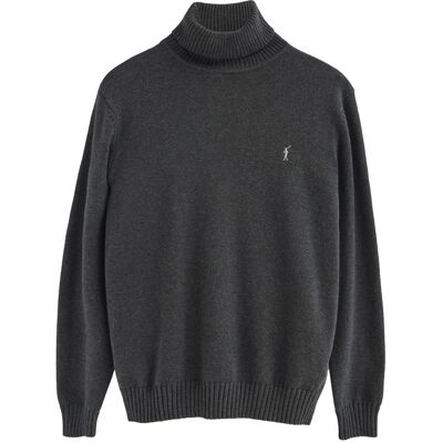 Polo Club Rollkragenpullover dunkelgrau meliert aus Wollgemisch mit gesticktem Rigby Go-Logo Dunkelgrau M Polo Club Rollkragenpullover dunkelgrau meliert aus Wollgemisch mit gesticktem Rigby Go-Logo Dunkelgrau M