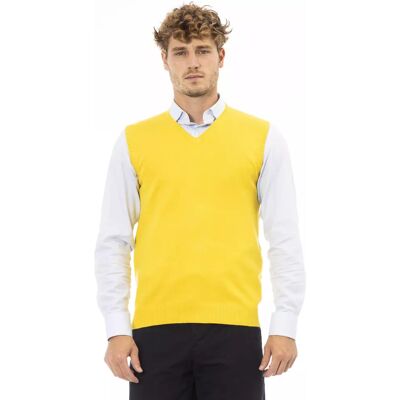 Alpha Studio V-Ausschnitt Sweater-Weste Gelb Gold EU46 Alpha Studio V-Ausschnitt Sweater-Weste Gelb Gold EU46