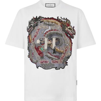 Philipp Plein Round Neck T-Shirt Dragon Weiß S Philipp Plein Round Neck T-Shirt Dragon Weiß S