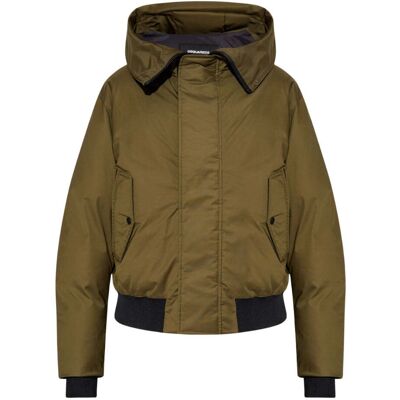 Dsquared2 Techno Daunen-bomberjacke Mit Kapuze, Militärgrün Grün L Dsquared2 Techno Daunen-bomberjacke Mit Kapuze, Militärgrün Grün L