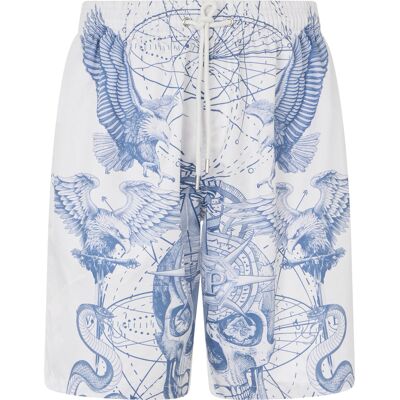 Philipp Plein Nylon Shorts Tattoo Creme XL Philipp Plein Nylon Shorts Tattoo Creme XL