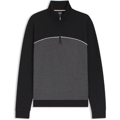 Boss - Sweatshirt für Herren, mit kurzem Reißverschluss (Schwarz) Schwarz S Boss - Sweatshirt für Herren, mit kurzem Reißverschluss (Schwarz) Schwarz S