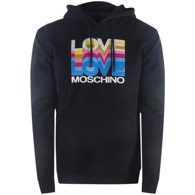 Moschino Multi Logo Schwarzer Hoodie Schwarz 2XL Moschino Multi Logo Schwarzer Hoodie Schwarz 2XL