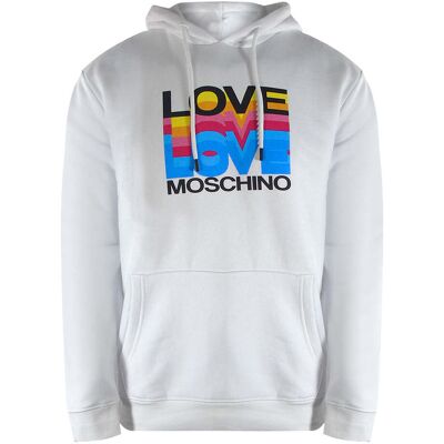 Love Moschino Multi Logo Weißer Hoodie Weiß M Love Moschino Multi Logo Weißer Hoodie Weiß M