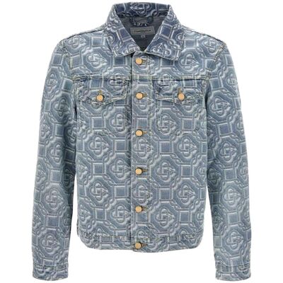Casablanca Klassische Monogram Jeansjacke Aus Gebleichtem, Blauem Denim Blau S Casablanca Klassische Monogram Jeansjacke Aus Gebleichtem, Blauem Denim Blau S