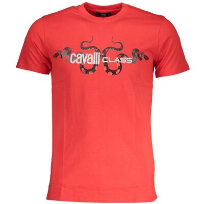 Cavalli Class Rosso Baumwolle Herren T-Shirt Rot 2XL Cavalli Class Rosso Baumwolle Herren T-Shirt Rot 2XL