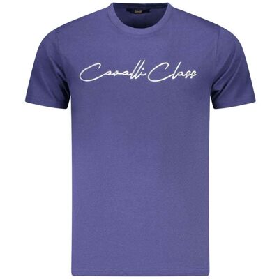 Cavalli Class Blu Baumwolle Herren T-Shirt Blau M Cavalli Class Blu Baumwolle Herren T-Shirt Blau M