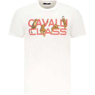 Cavalli Class Bianco Baumwoll Herren T-Shirt Weiß L Cavalli Class Bianco Baumwoll Herren T-Shirt Weiß L