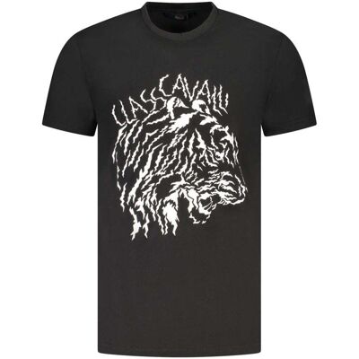 Cavalli Class Weißes Baumwoll-Herren-T-Shirt Schwarz XL Cavalli Class Weißes Baumwoll-Herren-T-Shirt Schwarz XL