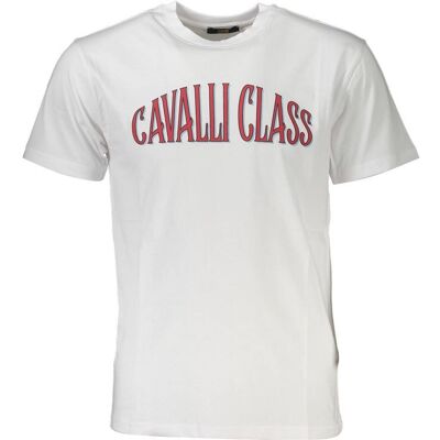 Cavalli Class Weißes Baumwoll-Herren-T-Shirt Weiß L Cavalli Class Weißes Baumwoll-Herren-T-Shirt Weiß L