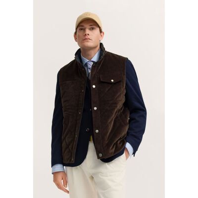 Bugatti Herren Cordweste mit Stehkragen und Druckknöpfen Braun EU 54 Bugatti Herren Cordweste mit Stehkragen und Druckknöpfen Braun EU 54