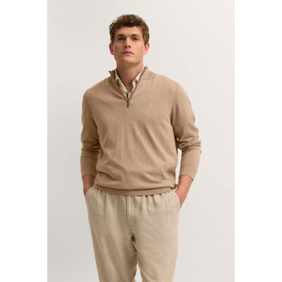 Bugatti Herren Strick-Troyer aus Baumwolle mit Stehkragen Beige S Bugatti Herren Strick-Troyer aus Baumwolle mit Stehkragen Beige S