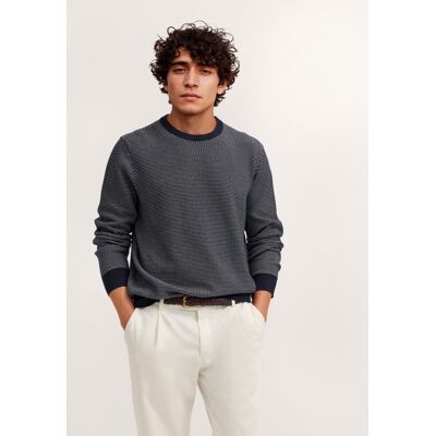 Bugatti Herren Pullover Rundhals aus reiner Baumwolle Marine S Bugatti Herren Pullover Rundhals aus reiner Baumwolle Marine S
