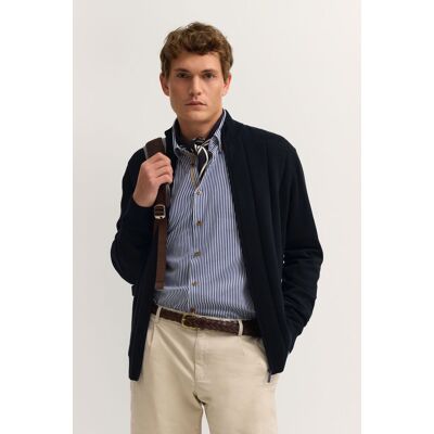 Bugatti Herren Strickjacke mit Streifen in 3D-Optik Marine 2XL Bugatti Herren Strickjacke mit Streifen in 3D-Optik Marine 2XL