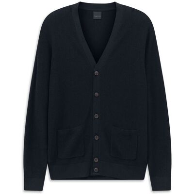 Bugatti Herren Cardigan mit einer Ribstruktur Marine M Bugatti Herren Cardigan mit einer Ribstruktur Marine M