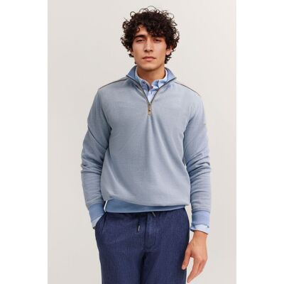 Bugatti Herren Sweattroyer im Materialmix Modern Fit Hellblau S Bugatti Herren Sweattroyer im Materialmix Modern Fit Hellblau S