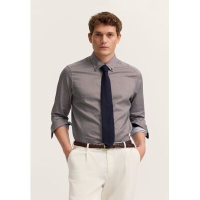 Bugatti Herren Hemd bedruckt mit Easy-Care Braun L Bugatti Herren Hemd bedruckt mit Easy-Care Braun L