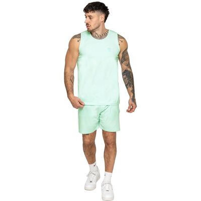 Enzo Herren Gym-Trainingsanzug mit Weste und Shorts Hellgrün S Enzo Herren Gym-Trainingsanzug mit Weste und Shorts Hellgrün S