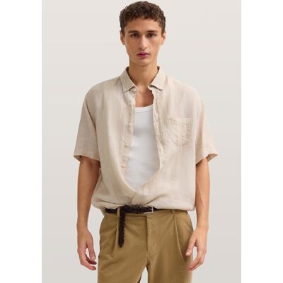Bugatti Herren Kurzarm-Hemd Modern Fit aus Leinen mit Button-Down-Kragen Weiß S Bugatti Herren Kurzarm-Hemd Modern Fit aus Leinen mit Button-Down-Kragen Weiß S