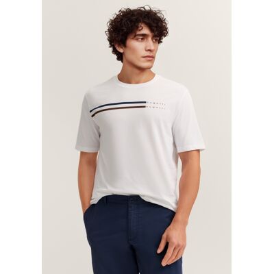 Bugatti Herren T-Shirt Modern Fit mit Print Weiß S Bugatti Herren T-Shirt Modern Fit mit Print Weiß S