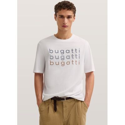 Bugatti Herren T-Shirt mit einem bugatti-Print Weiß S Bugatti Herren T-Shirt mit einem bugatti-Print Weiß S