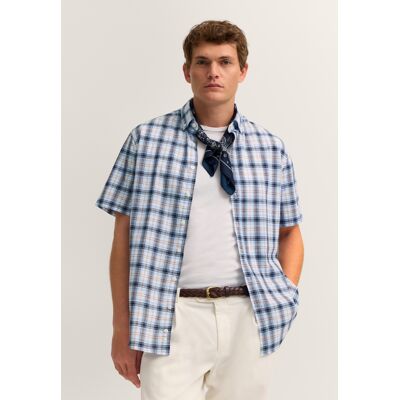 Bugatti Herren Kurzarm-Hemd Modern Fit mit einem Karo-Muster Hellblau S Bugatti Herren Kurzarm-Hemd Modern Fit mit einem Karo-Muster Hellblau S