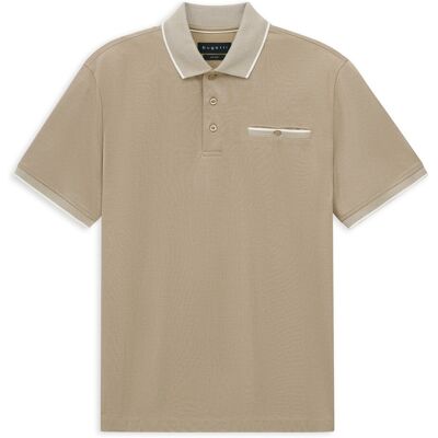 Bugatti Herren Poloshirt Modern Fit mit einer Brusttasche Beige S Bugatti Herren Poloshirt Modern Fit mit einer Brusttasche Beige S