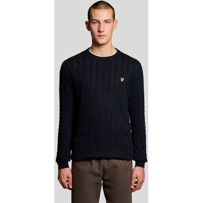 Lyle & Scott Leinen-Mix Rippenstrick Crew-Neck Pullover Dunkles Marineblau XS Lyle & Scott Leinen-Mix Rippenstrick Crew-Neck Pullover Dunkles Marineblau XS