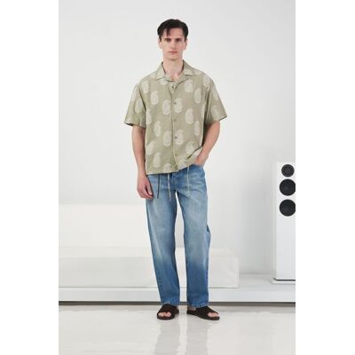 Giesto Paisley-Print Kurzarmhemd Khaki L Giesto Paisley-Print Kurzarmhemd Khaki L