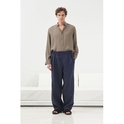 Giesto Herren Langarmhemd mit durchgehender Knopfleiste Khaki M Giesto Herren Langarmhemd mit durchgehender Knopfleiste Khaki M