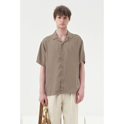 Giesto Kurzarm-Leinenmix-Hemd mit Knopfverschluss Khaki M Giesto Kurzarm-Leinenmix-Hemd mit Knopfverschluss Khaki M