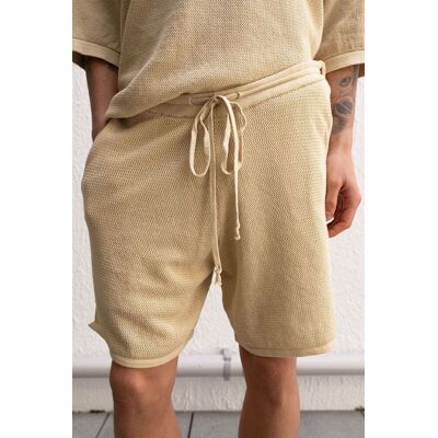 Giesto Strukturierte Strickwaren Sweat-Shorts mit mittlerer Taille Beige S Giesto Strukturierte Strickwaren Sweat-Shorts mit mittlerer Taille Beige S