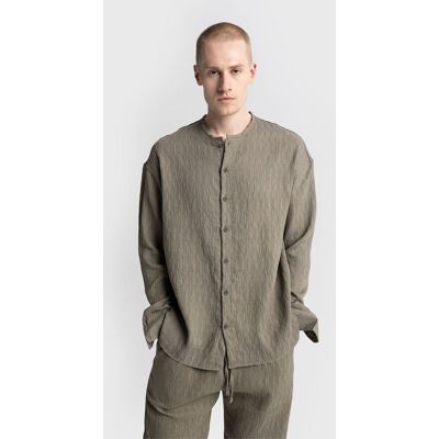 Giesto Texturiertes Langarm-Shirt mit Rundhalsausschnitt Khaki S Giesto Texturiertes Langarm-Shirt mit Rundhalsausschnitt Khaki S