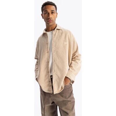 Giesto Übergroßes Samtshirt Beige S Giesto Übergroßes Samtshirt Beige S