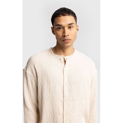 Giesto Texturiertes Langarm-Shirt mit Rundhalsausschnitt Beige S Giesto Texturiertes Langarm-Shirt mit Rundhalsausschnitt Beige S