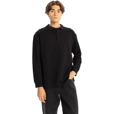 Giesto Regular Fit Polo-Kragen Knopf T-Shirt Schwarz S Giesto Regular Fit Polo-Kragen Knopf T-Shirt Schwarz S