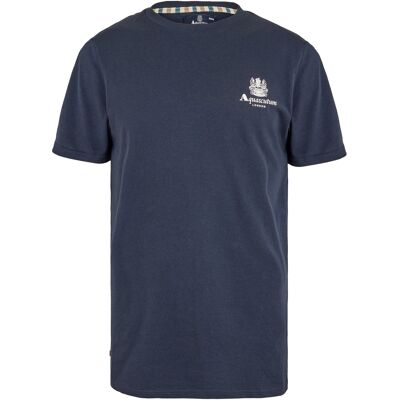 Aquascutum - "London" T-Shirt für Herren, Rundhalsausschnitt (Marine/Weiß) Marine S Aquascutum - "London" T-Shirt für Herren, Rundhalsausschnitt (Marine/Weiß) Marine S