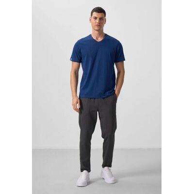Tommy Life Herren V-Ausschnitt Kurzarm-T-Shirt Blau M Tommy Life Herren V-Ausschnitt Kurzarm-T-Shirt Blau M