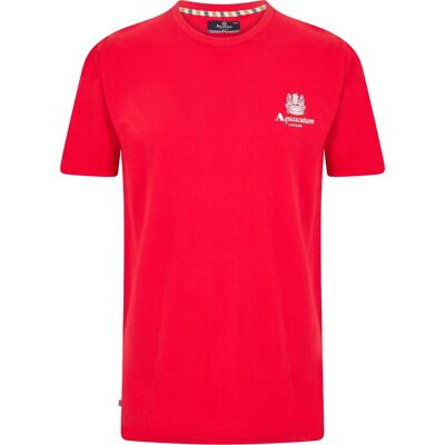 Aquascutum - "London" T-Shirt für Herren, Rundhalsausschnitt (Rot/Weiß) Rot L Aquascutum - "London" T-Shirt für Herren, Rundhalsausschnitt (Rot/Weiß) Rot L
