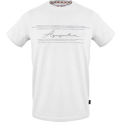 Aquascutum - T-Shirt für Herren, Rundhalsausschnitt (Weiß) Weiß L Aquascutum - T-Shirt für Herren, Rundhalsausschnitt (Weiß) Weiß L