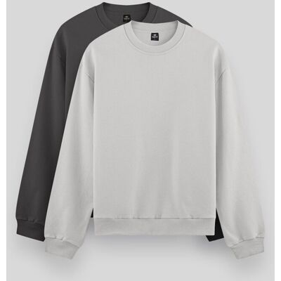 Tommy Life Herren Unifarben Rundhals-Sweatshirt Grau L Tommy Life Herren Unifarben Rundhals-Sweatshirt Grau L