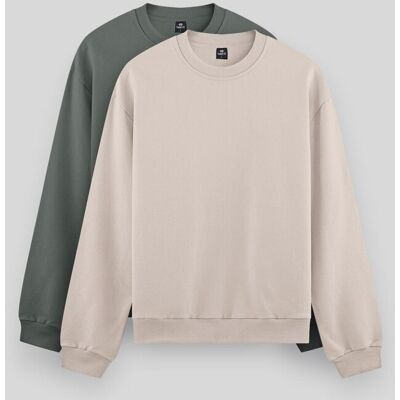 Tommy Life Herren Unifarben Rundhals-Sweatshirt Salbeigrün L Tommy Life Herren Unifarben Rundhals-Sweatshirt Salbeigrün L