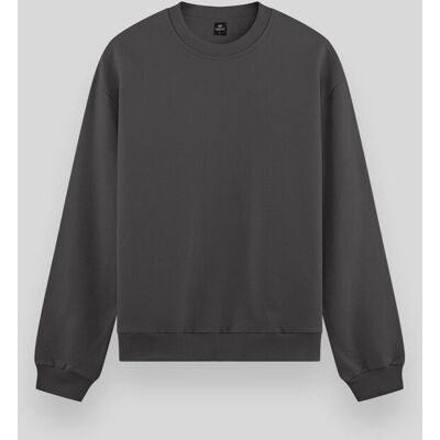 Tommy Life Herren Unifarben Rundhals-Sweatshirt Holzkohle S Tommy Life Herren Unifarben Rundhals-Sweatshirt Holzkohle S