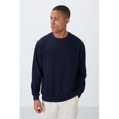 Tommy Life Herren Unifarben Rundhals-Sweatshirt Marine S Tommy Life Herren Unifarben Rundhals-Sweatshirt Marine S