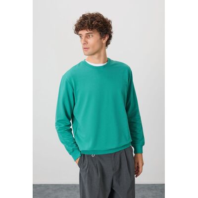 Tommy Life Herren Unifarben Rundhals-Sweatshirt Smaragd S Tommy Life Herren Unifarben Rundhals-Sweatshirt Smaragd S