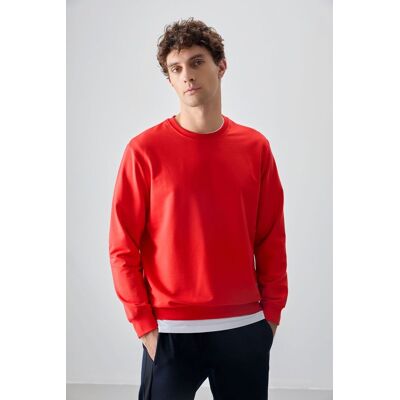 Tommy Life Herren Unifarben Rundhals-Sweatshirt Rot M Tommy Life Herren Unifarben Rundhals-Sweatshirt Rot M