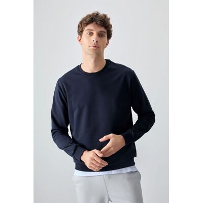 Tommy Life Herren Unifarben Rundhals-Sweatshirt Marine S Tommy Life Herren Unifarben Rundhals-Sweatshirt Marine S